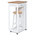 Стол передвижной кухонный с табуретом (mod. JWPE-120802) белый/натуральный