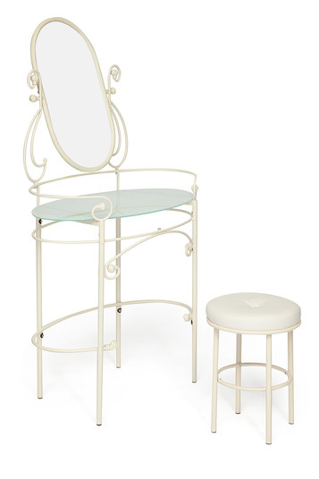 MK-2201-AW. Туалетный столик с пуфиком 9909 Antique White - Античный белый