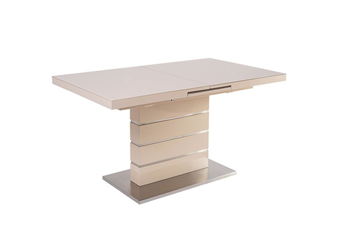 Стол QUADRO 140 BEIGE GLASS бежевый глянец 