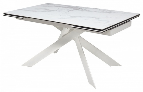 Стол SPYDER 160 MARBLES KL-99 Белый мрамор матовый, итальянская керамика/ белый каркас