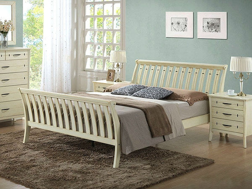 Кровать 1402 (160х200 см) Белый с патиной