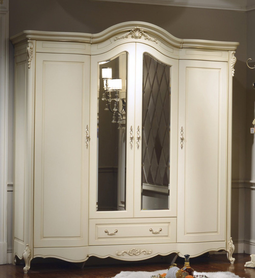 Шкаф 4-дверный с зеркалами Милано 8803 Слоновая кость