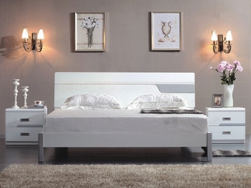 Кровать Meglio-005 160х20 см Белый/серебро (подъемн. мех.)
