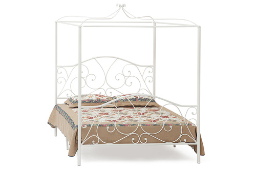 Двуспальная кровать с балдахином белая «Hestia» (Хестия) (Античный белый (160 x 200)