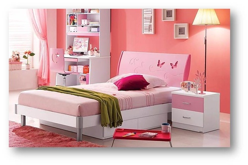 MK-4618-PI Спальня Piccola (MK-4605-PI Кровать + MK-4606-PI Тумба) розовый / белый