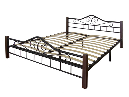 Кровать "Сартон" 1 (140*200) чёрный/средне-коричневый