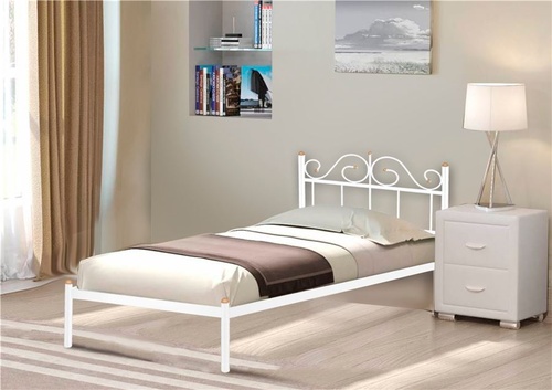 Кровать односпальная "Розана" (90х200/металлическое основание) Белый